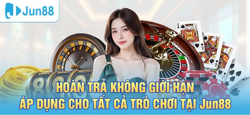 Hoàn trả không giới hạn áp dụng cho tất cả trò chơi Jun88
